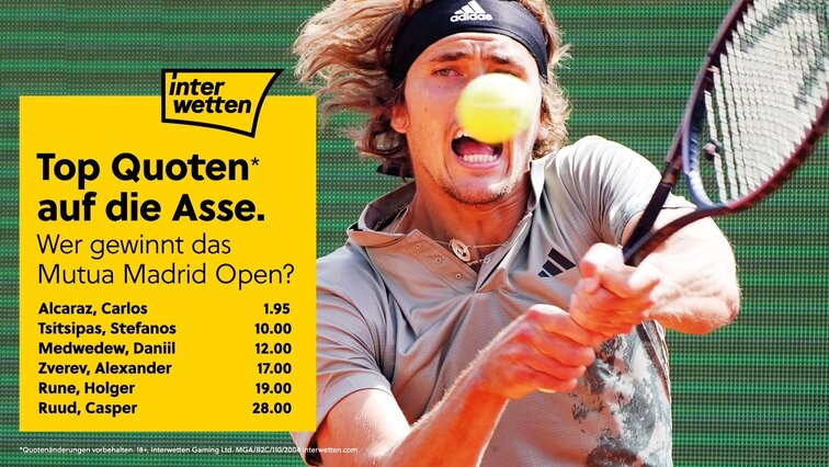 Das sind die Favoriten-Quoten von interwetten für das Masters in Madrid Das sind die Favoriten-Quoten von interwetten für das Masters in Madrid