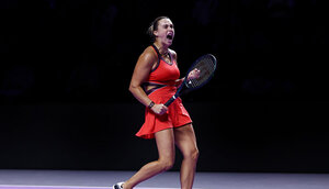 Aryna Sabalenka spielt am Samstag gegen Elena Rybakina um den Titel bei den WTA Finals.