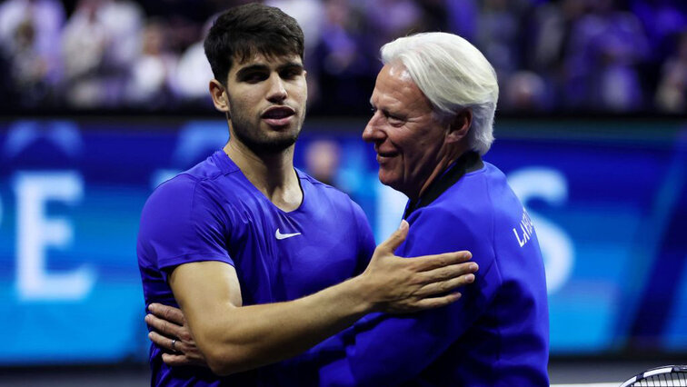 Carlos Alcaraz und Björn Borg beim Laver Cp 2024