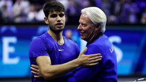 Carlos Alcaraz und Björn Borg beim Laver Cp 2024