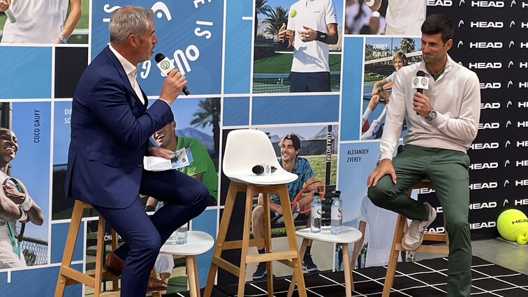 Novak Djokovic im Gespräch mit Marc Maury Novak Djokovic im Gespräch mit Marc Maury