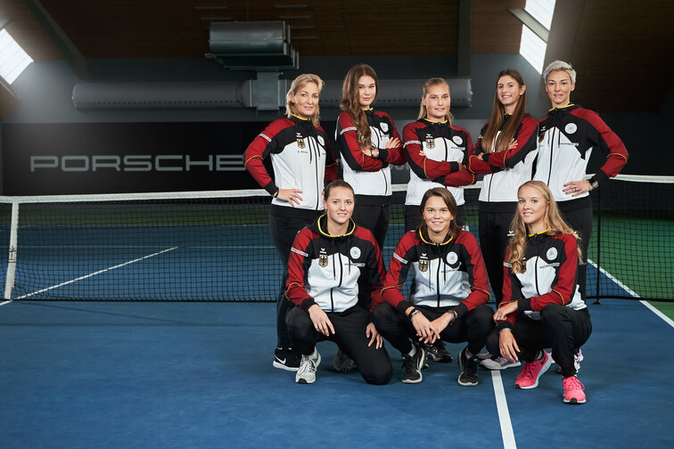 The Porsche Talent Team with Head of Women's Tennis Barbara Rittner