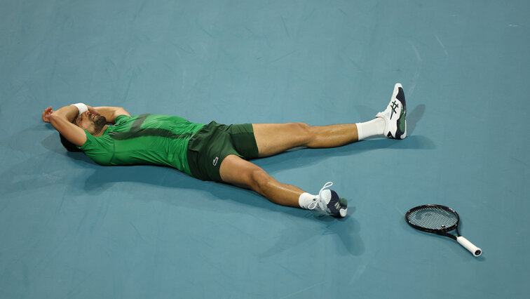 Novak Djokovic nach einem hart umkämpften Punkt gegen Jakub Mensik