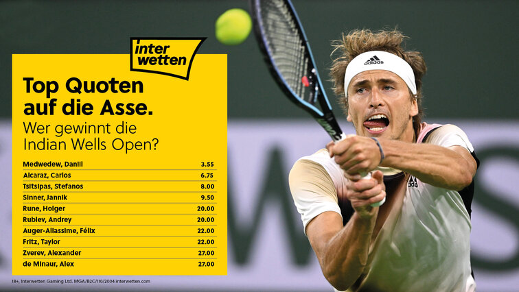 Diese Quoten gibt es in Indian Wells vor Turnierbeginn bei Interwetten Diese Quoten gibt es in Indian Wells vor Turnierbeginn bei Interwetten
