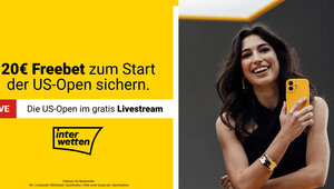 Bei interwetten gibt es für die US Open 2026 20.- Euro Freebet - und die Matches im Livestream 