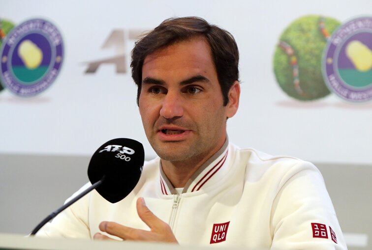 Roger Federer at a press conference