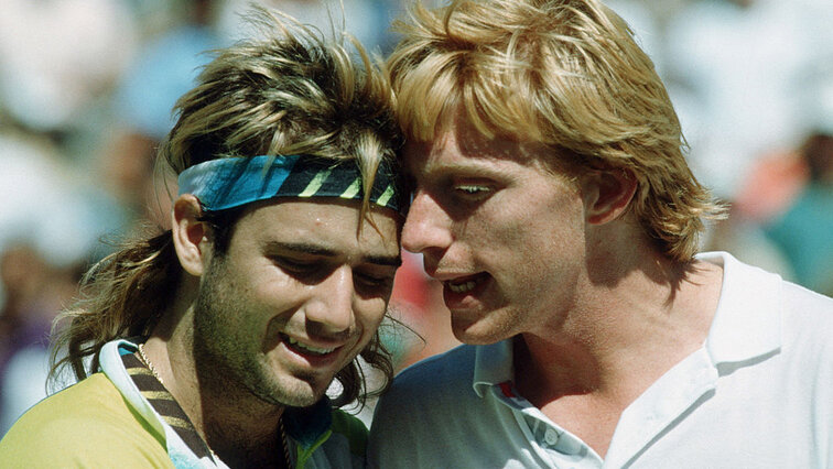 Two of the great legends of tennis: Andre Agassi and Boris Becker