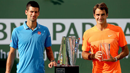 Novak Djokovic und Roger Federer 2015 in Indian Wells Novak Djokovic und Roger Federer 2015 in Indian Wells