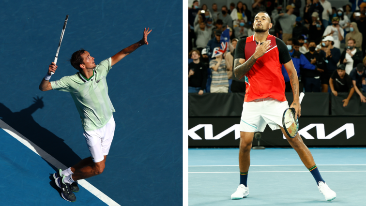 Nick Kyrgios und Daniil Medvedev treffen bei den Australian Open aufeinander Nick Kyrgios and Daniil Medvedev meet at the Australian Open