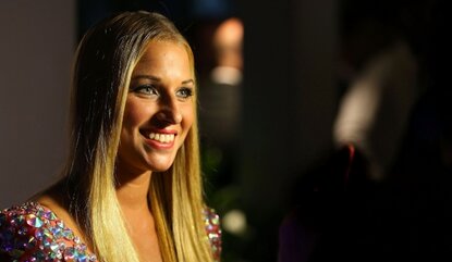 poses for a picture at the players party held at Cavalli Restaurant and Lounge ahead of the 2014 Sony Open on March 18, 2014 in Miami Beach, Florida.