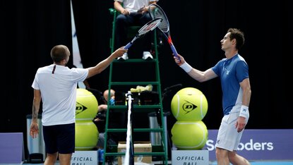Daniel Evans und Andy Murray am Samstag in London