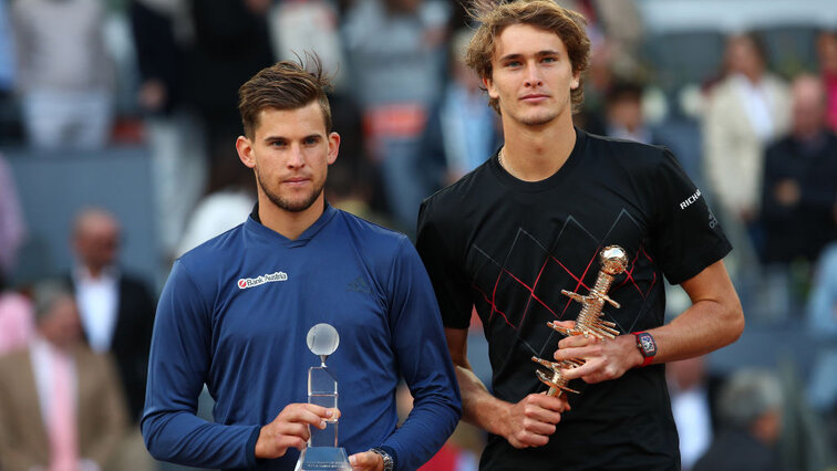 Das Finalbild von 2018: Sieger Alexander Zverev und Finalist Dominic Thiem