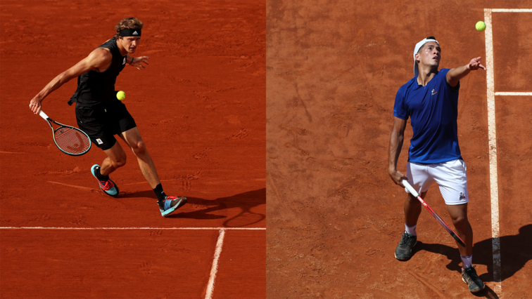 Alexander Zverev scores from Sebastian Baez in the second round of the French Open