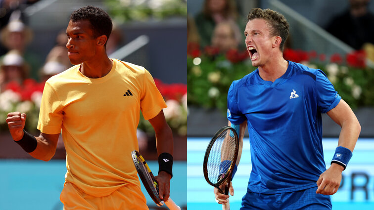 Felix Auger-Aliassime und Jiri Lehecka spielen um die Finalteilnahme in Madrid. Felix Auger-Aliassime und Jiri Lehecka spielen um die Finalteilnahme in Madrid.
