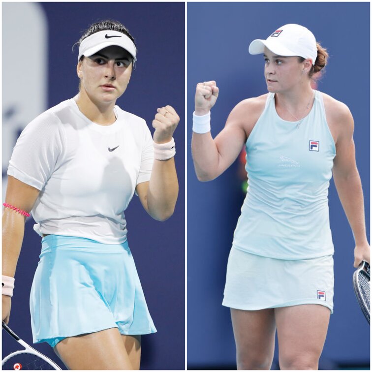 Bianca Andreescu und Ashleigh Barty beim WTA-1000-Turnier in Miami