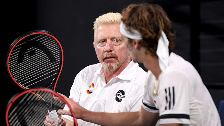Boris Becker und Alexander Zverev beim ATP Cup in Brisbane