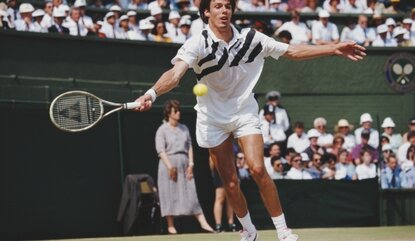 Michael Stich of Germany during the Men's Singles Final of the Wimbledon Lawn Tennis Championship against Boris Becker on 7 July 1991 at the All England Lawn Tennis and Croquet Club in Wimbledon, London, England. (Photo by Simon Bruty/Getty Images)