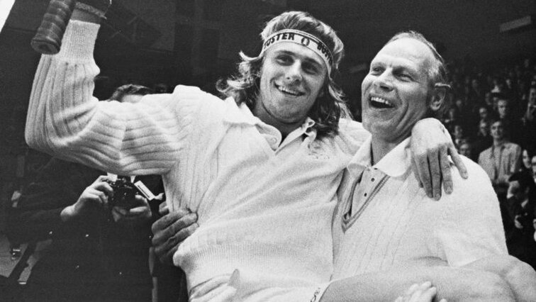 Together also in the Davis Cup Champions: Björn Borg and Lennart Bergelin 1975