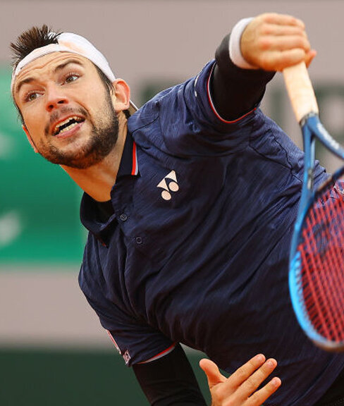 Dominik Kopefer plays against Jurij Rodionov in Stuttgart