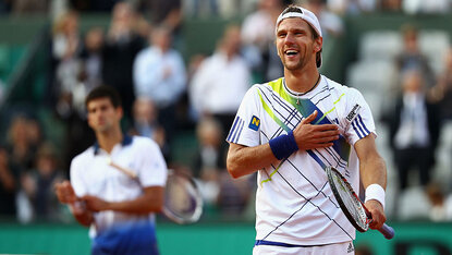 Jürgen Melzer und Novak Djokovic bei den French Open 2010 Jürgen Melzer und Novak Djokovic bei den French Open 2010