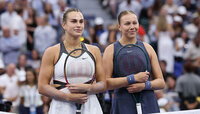 Aryna Sabalenka und Amanda Anisimova beim Endspiel der US Open im letzten September. Aryna Sabalenka und Amanda Anisimova beim Endspiel der US Open im letzten September.