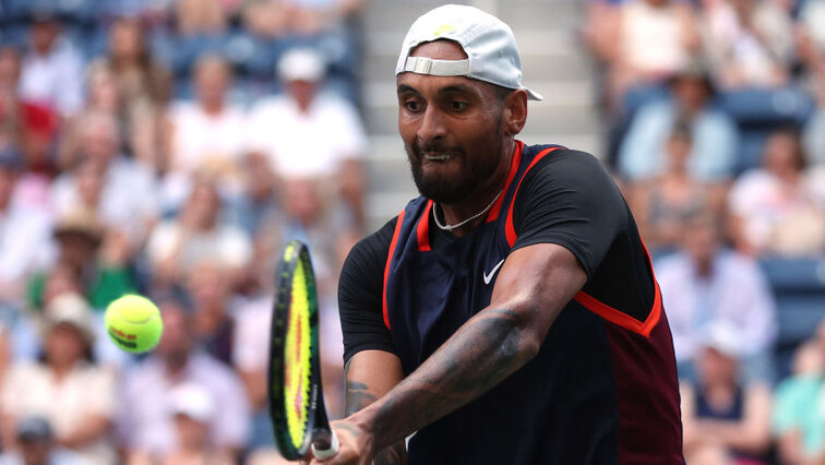 Nick Kyrgios in seinem Match gegen Benjamin Bonzi Nick Kyrgios in his match against Benjamin Bonzi