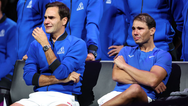 Shared sorrow is shared knowledge ... Roger Federer and Rafael Nadal on Friday night in London