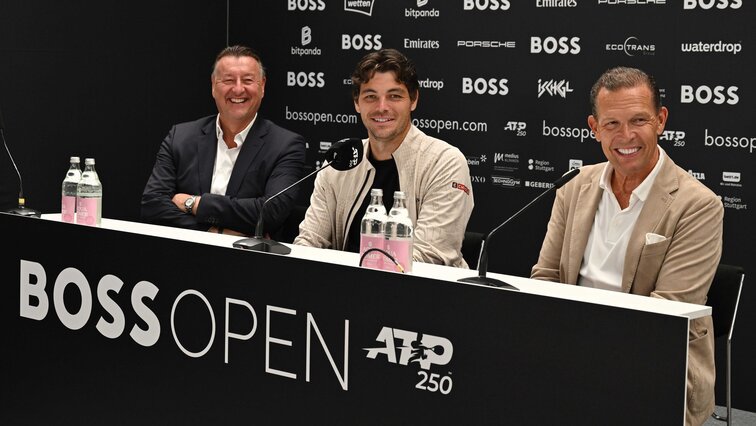 Edwin Weindorfer, Taylor Fritz und Daniel Grieder am Dienstag in Stuttgart Edwin Weindorfer, Taylor Fritz und Daniel Grieder am Dienstag in Stuttgart