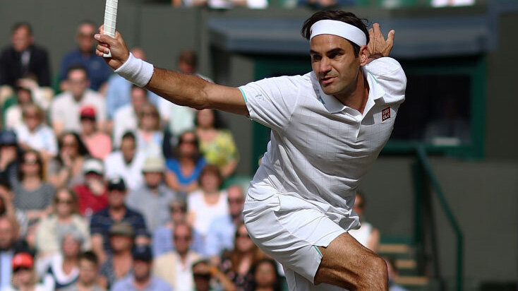 Roger Federer in his last professional match at Wimbledon