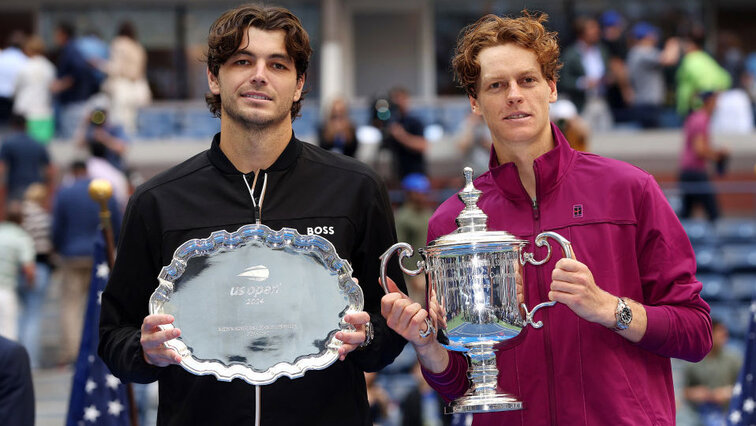 Finalist Taylor Fritz und Champion Jannik Sinner bei den US Open 2024