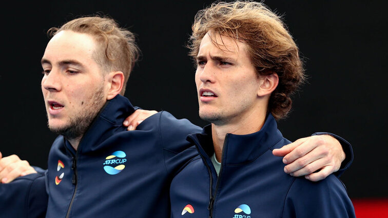 Jan-Lennard Struff and Alexander Zverev at the ATP Cup in Sydney