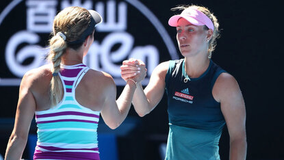 Danielle Collins und Angelique Kerber bei den Australian Open 2019 Danielle Collins und Angelique Kerber bei den Australian Open 2019