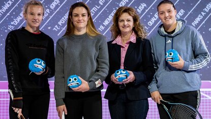 Katerina Siniakova, Maria Sakkari und Jule Niemeier in Linz Katerina Siniakova, Maria Sakkari und Jule Niemeier in Linz