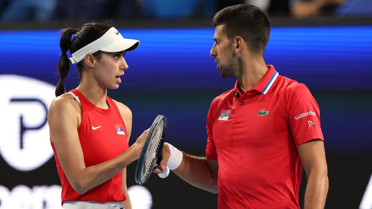Olga Danilovic und Novak Djokovic am Sonntag in Perth Olga Danilovic und Novak Djokovic am Sonntag in Perth