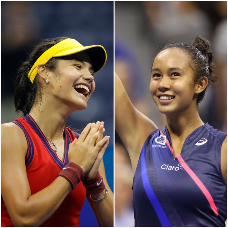 Emma Raducanu und Leylah Fernandez jubeln bei den US Open in New York