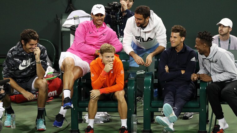 Entspannte Runde vor einem Jahr: Fritz, Nadal, Goffin, Cilic, Thiem, Monfils Relaxed round a year ago: Fritz, Nadal, Goffin, Cilic, Thiem, Monfils