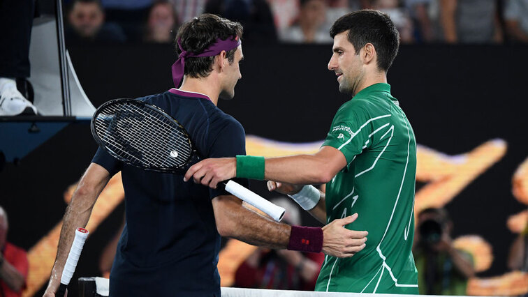 Roger Federer und Novak Djokovic bei den Australian Open 2020 Roger Federer und Novak Djokovic bei den Australian Open 2020