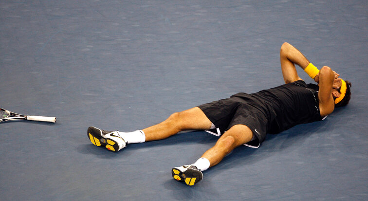 The moment of success: "DelPo" after the transformed match ball at the 2009 US Open