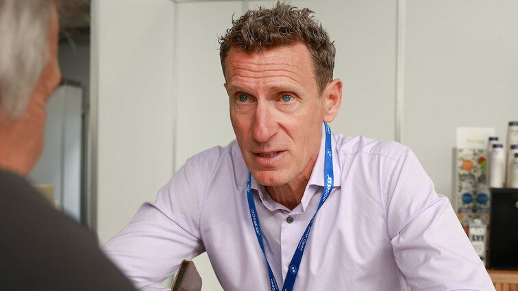 BMW-Open.Turnierdirektor Patrik Kühnen beim Interview mit tennisnet am Mittwoch in München