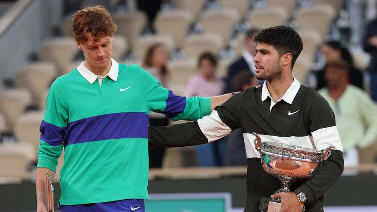 Carlos Alcaraz und Jannik Sinner bei den diesjährigen French Open Carlos Alcaraz und Jannik Sinner bei den diesjährigen French Open