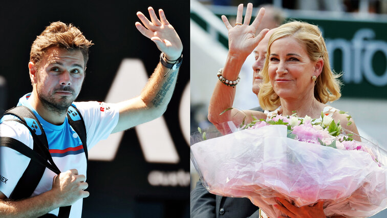 Greet you! Stan Wawrinka and Chris Evert ...