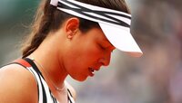 PARIS, FRANCE - MAY 24: Ana Ivanovic of Serbia reacts during the Women's Singles first round match against Oceane Dodin of France on day three of the 2016 French Open at Roland Garros on May 24, 2016 in Paris, France. (Photo by Clive Brunskill/Gett...