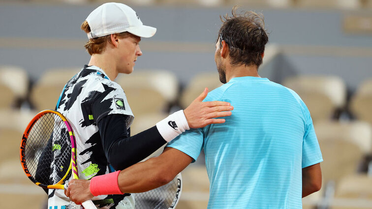 Jannik Sinner after his defeat against Rafael Nadal in Roland Garros