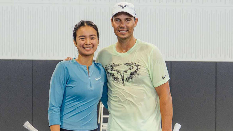Alexandra Eala und Rafael Nadal bei der gemeinsamen Trainings-Session.