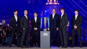 Da waren es immerhin schon sechs Spieler, die am Freitag für die ATP Finals posierten ...