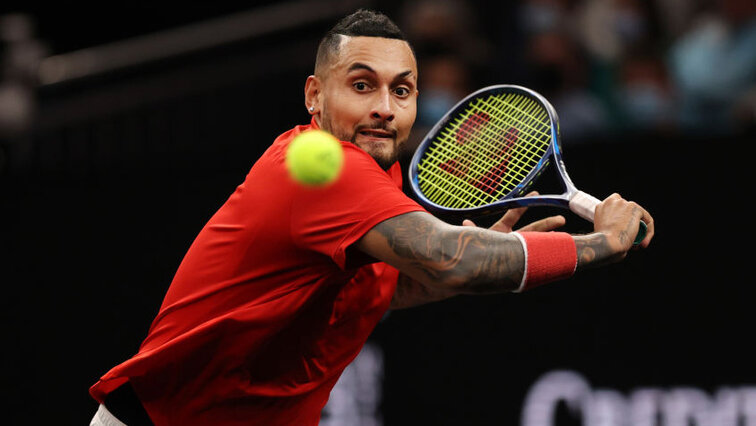 Nick Kyrgios in his last appearance so far in Boston at the Laver Cup
