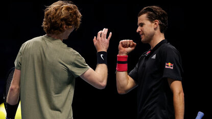 Andrey Rublev und Dominic Thiem bei den ATP Finals 2020 Andrey Rublev und Dominic Thiem bei den ATP Finals 2020