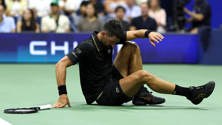 Novak Djokovic beim US Open-Auftakt gegen Learner Tien Novak Djokovic beim US Open-Auftakt gegen Learner Tien