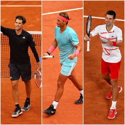 Dominic Thiem, Rafael Nadal und Novak Djokovic sind in Paris noch ohne Satzverlust Dominic Thiem, Rafael Nadal und Novak Djokovic sind in Paris noch ohne Satzverlust