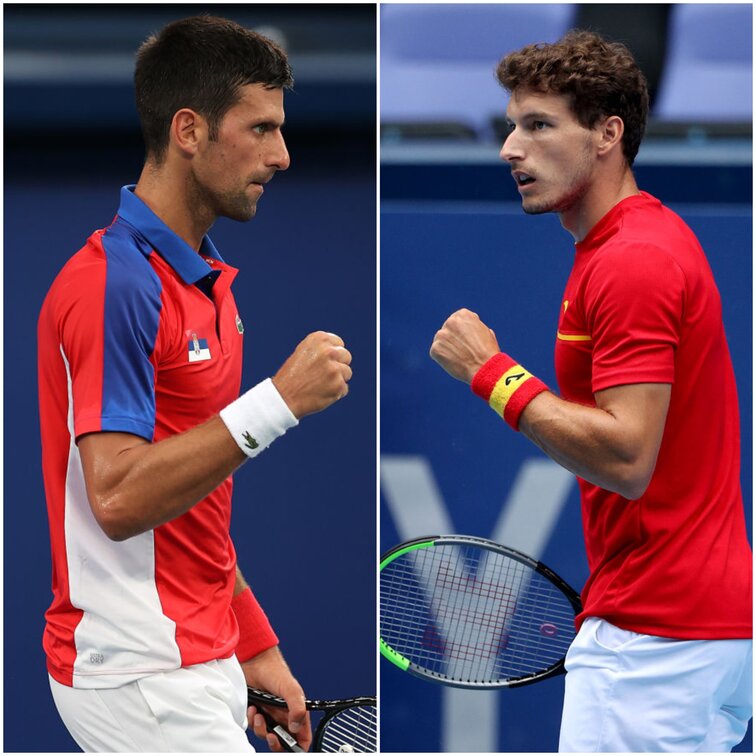 Novak Djokovic and Pablo Carreno Busta fight for the bronze medal